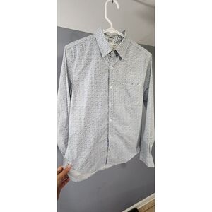 Men's Paper Denim & cloth size s stretch blue floral short sleeve button up (21)